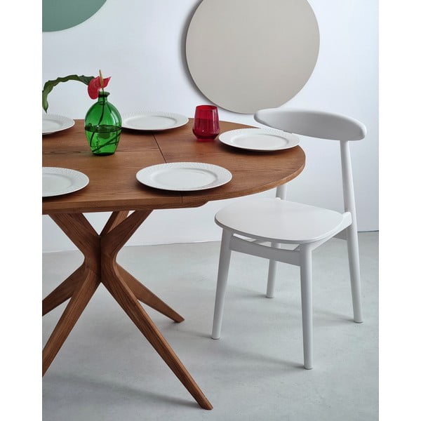 Tavolo da pranzo rotondo con effetto rovere allungabile con estensione ø 90 cm Jubi – Ragaba-image-2