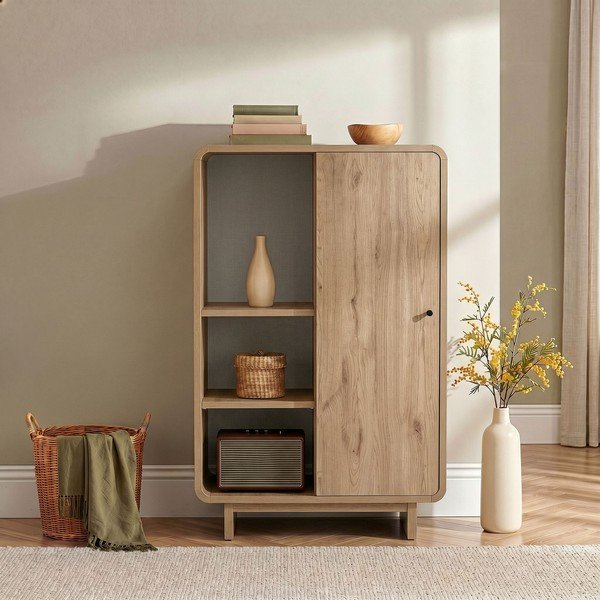Armadietto colore naturale chiaro con effetto rovere 70x110x34 cm Torina – Nordure-image-2