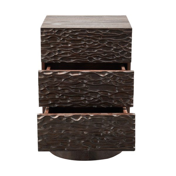 Comodino marrone scuro in mango massiccio Crumble – WOOOD-image-2