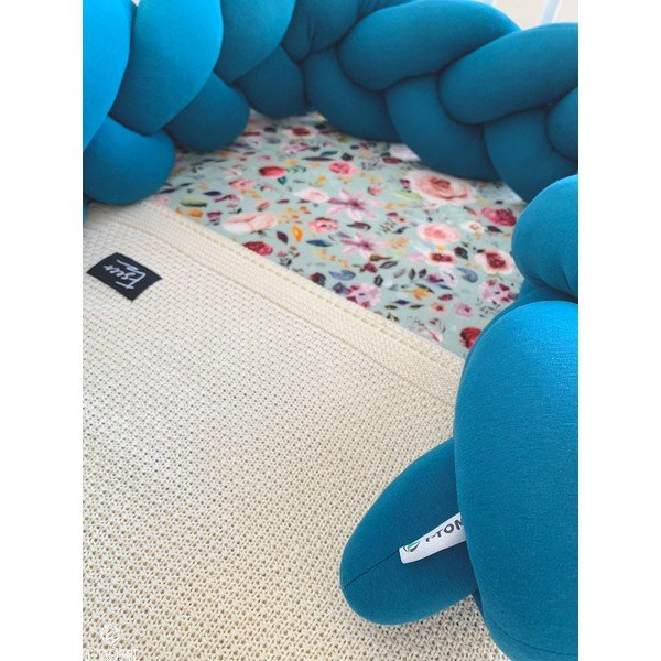 Mantella in maglia di cotone blu, lunghezza 180 cm - T-TOMI-image-1