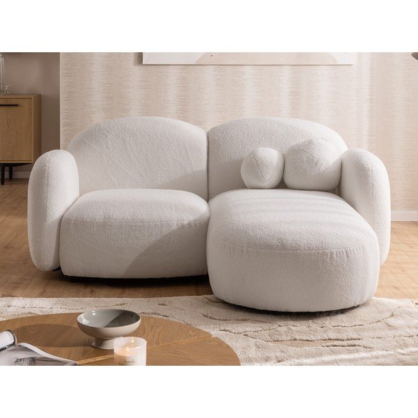 Divano angolare color crema (con penisola a destra/con chaise lounge) con rivestimento in bouclé Orbit – Ropez-image-1