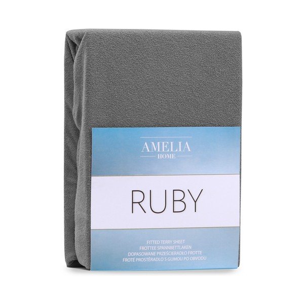 Lenzuolo con angoli in spugna grigio scuro 220x200 cm Ruby - AmeliaHome-image-2