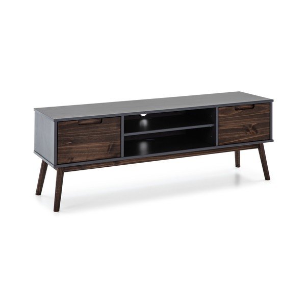 Tavolo TV in pino antracite/marrone scuro 140x52,5 cm Nussa - Marckeric-image-3