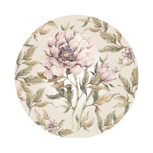 Adesivo murale per bambini , ø 150 cm Peony in a Circle - Dekornik