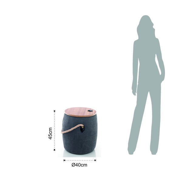 Pouf grigio con vano portaoggetti Barril - Tomasucci-image-4