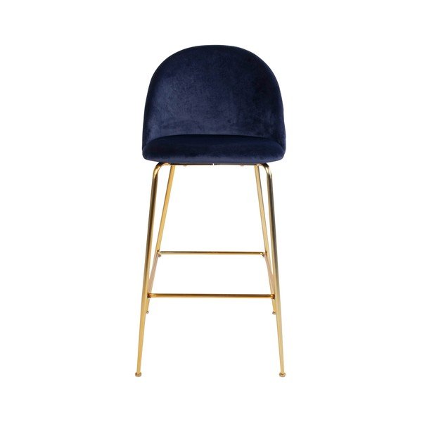 Set di 2 sedie da bar blu con rivestimento in velluto e gambe color ottone Lausanne - House Nordic-image-1
