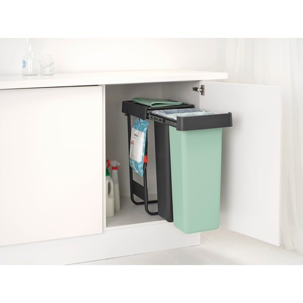 Bidone in plastica da incasso per raccolta differenziata in grigio scuro menta 60 l Sort&Go - Brabantia-image-1