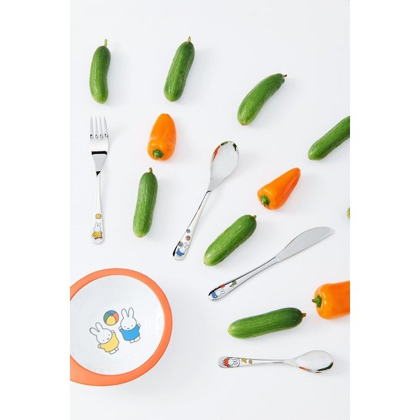 Posate per bambini in acciaio inox argento 4 pezzi Miffy - Zilverstad-image-1