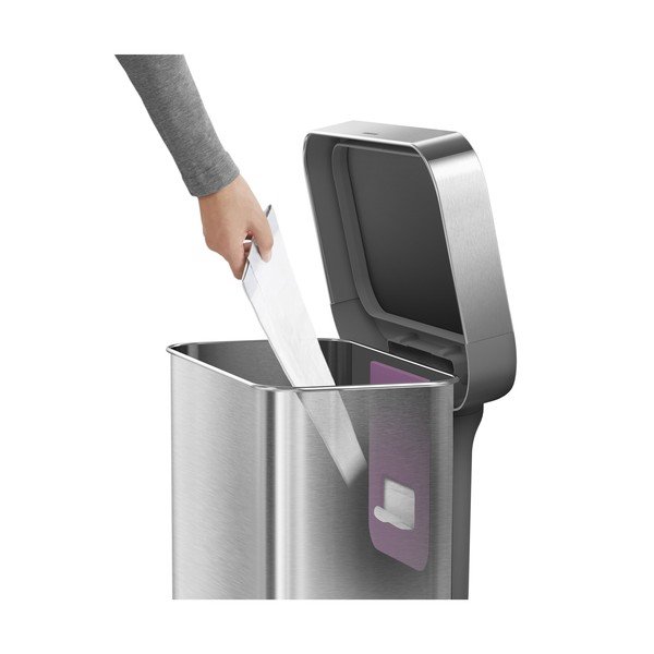 Cestino per la spazzatura argentato in acciaio con pedale 45 l – simplehuman-image-4