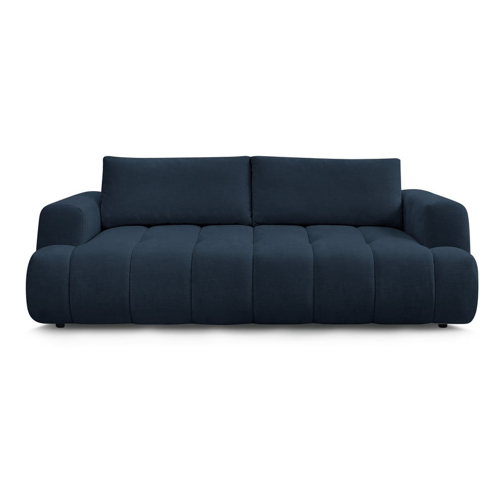 Divano blu scuro allungabile e con contenitore rivestito in ciniglia 251 cm Fuji – Bobochic Paris | Divani