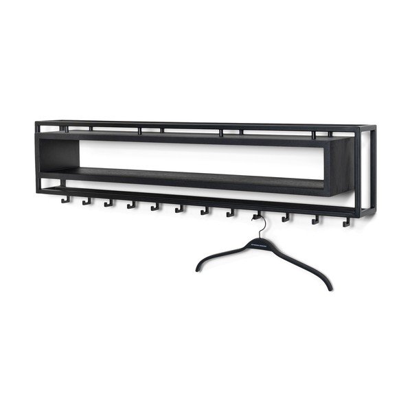 Attaccapanni da parete nero in metallo con scaffale 118 cm School – Spinder Design-image-2