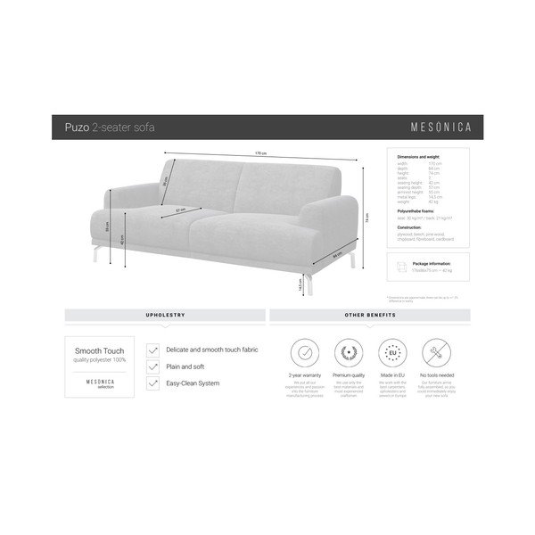 Divano grigio antracite , 170 cm Puzo - MESONICA-image-4