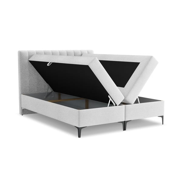 Letto boxspring argentato con contenitore 140x200 cm Puhala – Makamii-image-1