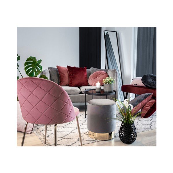 Cuscino grigio con rivestimento in velluto, ø 45 cm Luso - House Nordic-image-3