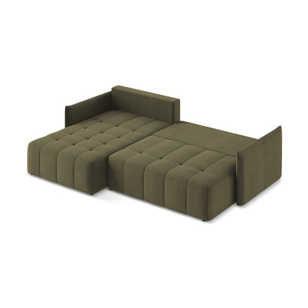 Divano angolare color kaki allungabile/con contenitore (con penisola a sinistra/con chaise lounge) Moku – Makamii-image-4