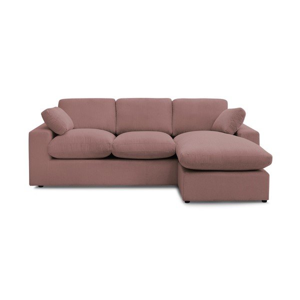 Divano angolare rosa con rivestimento in velluto a coste Belair – Bobochic Paris