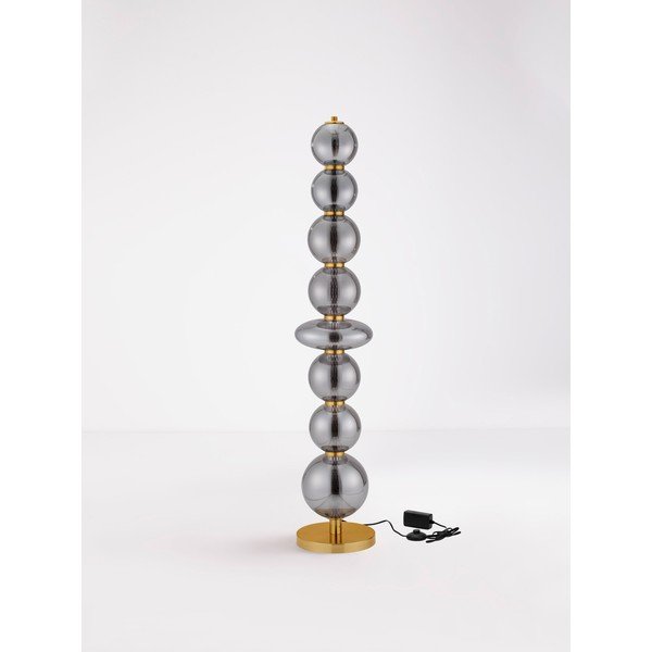 Lampada da terra LED grigia in metallo con paralume in vetro con intensità regolabile (altezza totale 140 cm) Navi – Nova Luce-image-4