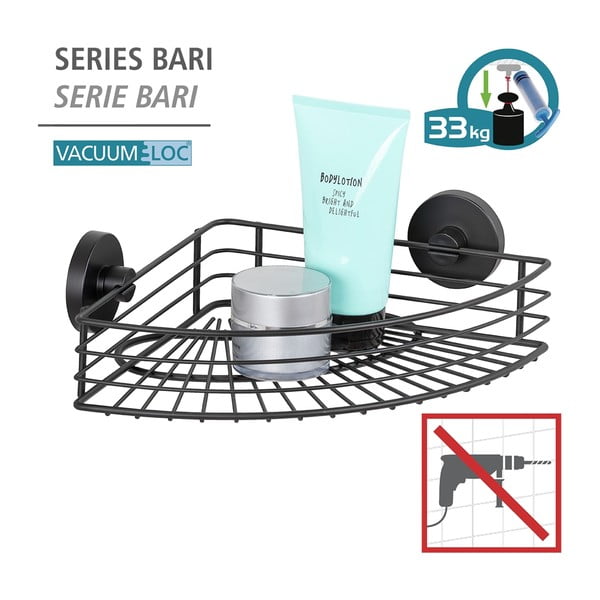 Mensola angolare nera per bagno Vacuum-Loc Bari - Wenko-image-4
