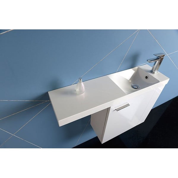 Lavabo bianco in composito minerale 80x22 cm Agos – Sapho-image-3
