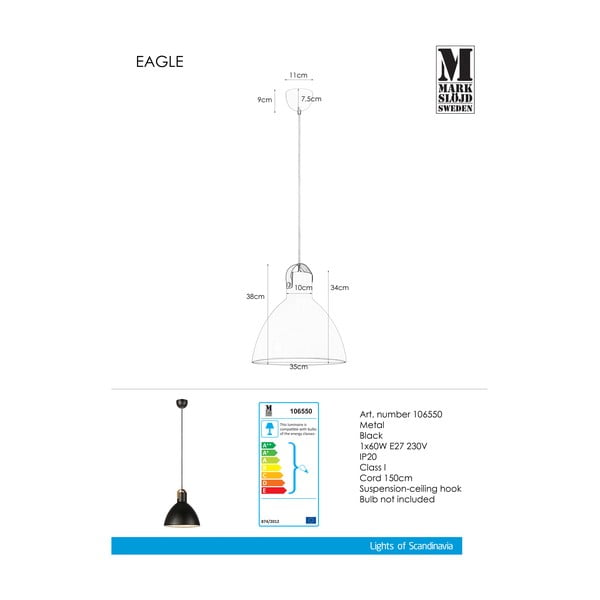 Apparecchio a sospensione nero Eagle - Markslöjd-image-1