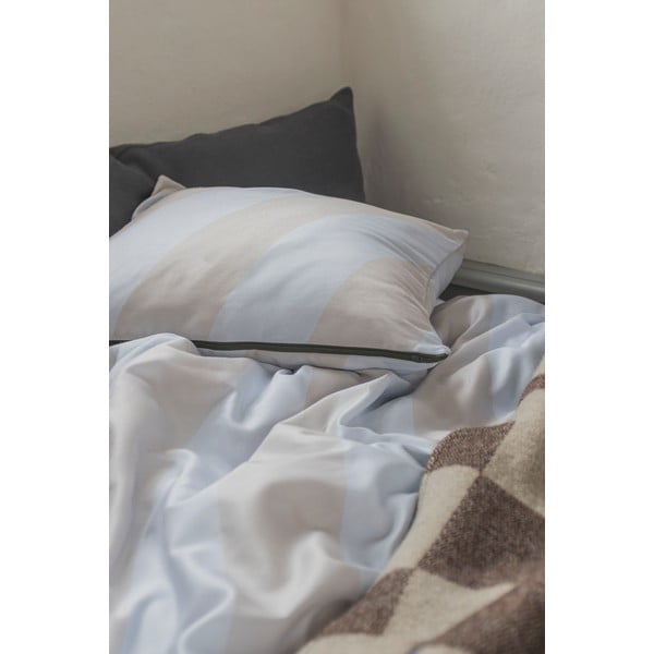 Biancheria da letto singola in cotone satin grigio chiaro-beige 140x200 cm Diagonal - Mette Ditmer Denmark-image-3