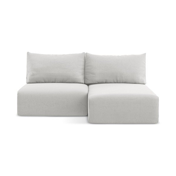 Divano angolare grigio chiaro allungabile/con contenitore (con penisola a destra/con chaise lounge) con rivestimento in velluto Kalena – Makamii