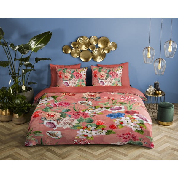 Set copripiumino e federa arancione in raso di cotone per letto matrimoniale ed esteso 240x220 cm Amalia – Descanso-image-1