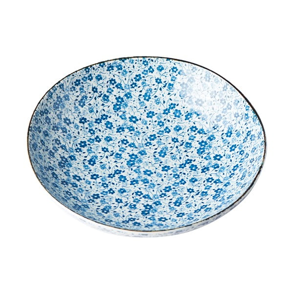 Piatto in ceramica bianco/blu ø 21 cm Blue Daisy - MIJ