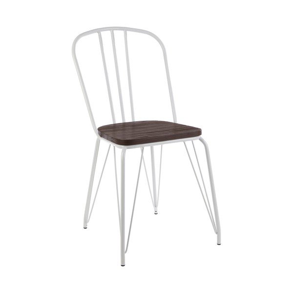 Sedia da pranzo bianca/di colore naturale in olmo massiccio District – Premier Housewares