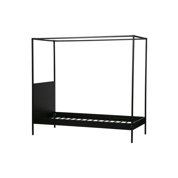 Letto singolo nero in metallo con rete inclusa 90x200 cm Dani – WOOOD-image-1