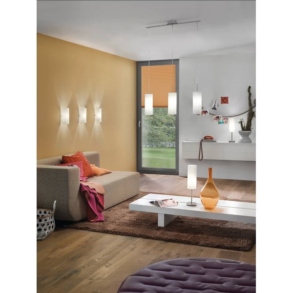 Lampadario bianco/argentato con paralume in vetro TROY 3 – EGLO-image-3