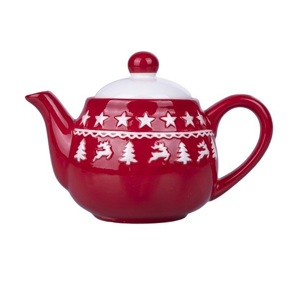 Teiera in ceramica natalizia rossa e bianca 520 ml Xmas - VDE Tivoli 1996-image-2