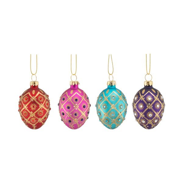 Set di palline di Natale in vetro 4 pz 4 cm Diamante Oval – Sass & Belle