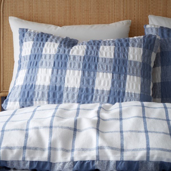 Lenzuola di flanella blu per letto matrimoniale 200x200 cm Gingham Check - Catherine Lansfield-image-3
