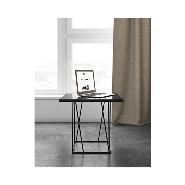 Tavolino in marmo nero con gambe nere Helix, 50 x 50 cm - TemaHome-image-1