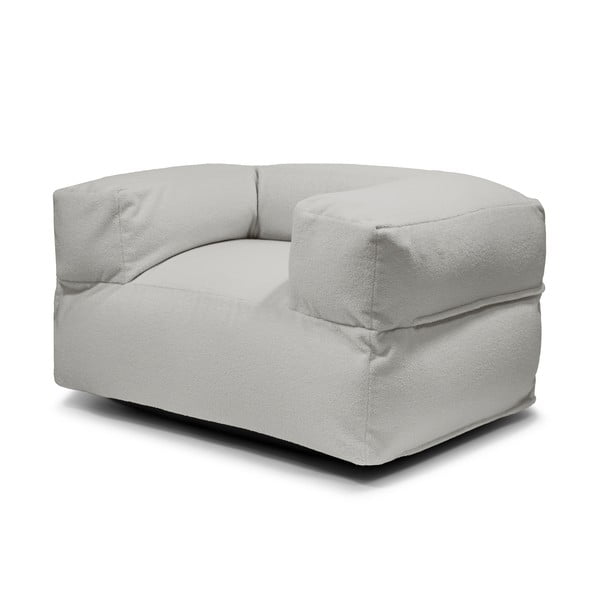 Puof a sacco grigio chiaro con rivestimento in bouclé MooG – SLOWDOWN