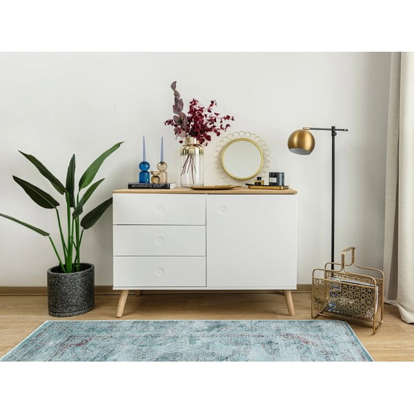 Tappeto in viscosa blu , 120 x 170 cm Lara Aqua - Universal-image-1