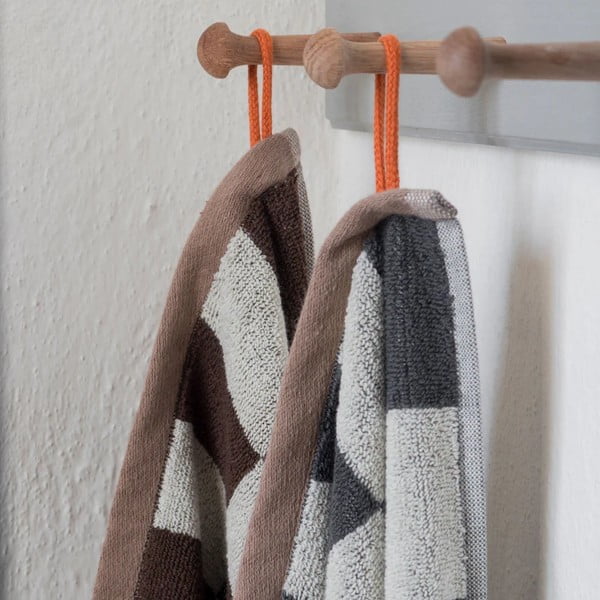 Asciugamano marrone in spugna   biologica 50x90 cm Retro - Mette Ditmer Denmark-image-2