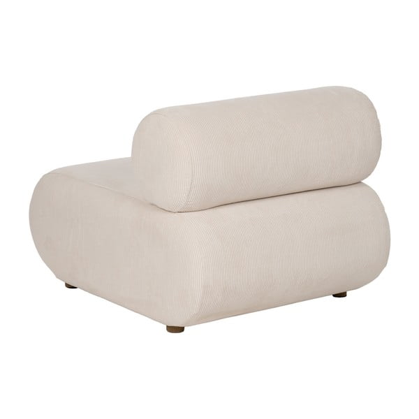 Poltrona color crema con rivestimento in velluto a coste – Ixia-image-3