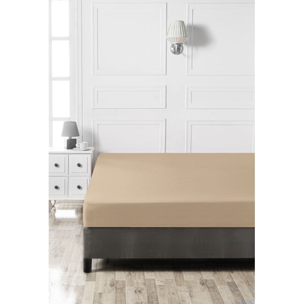 Lenzuolo con angoli beige in cotone 140x200 cm – Mijolnir-image-2