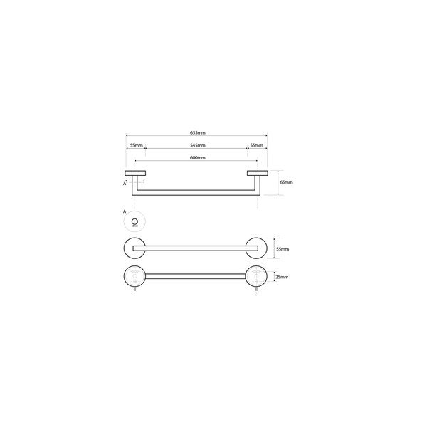 Porta asciugamani in acciaio inox, larghezza 65 cm X-Steel - Sapho-image-1