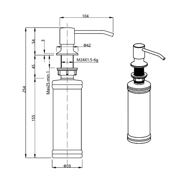 Dispenser di sapone in plastica argento opaco 350 ml - Sapho-image-1