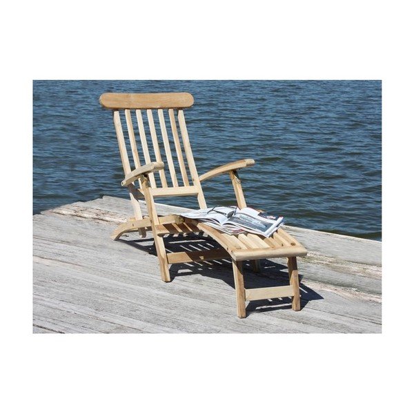 Chaise longue da giardino in legno marrone Java - Garden Pleasure-image-1