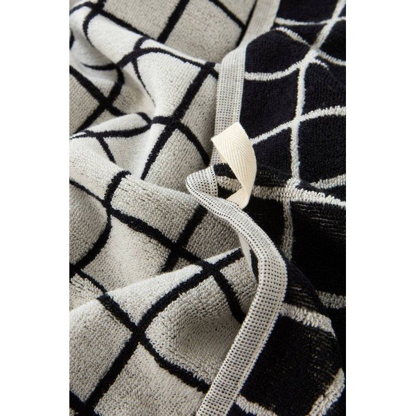 Asciugamano nero/beige in cotone 50x70 cm Grid – Jotex-image-3