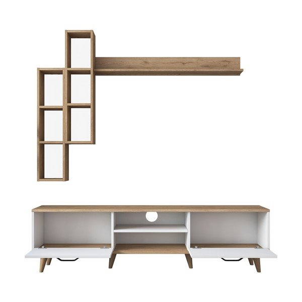 Televisore bianco/naturale in noce 180x48 cm Veronica - Kalune Design-image-2