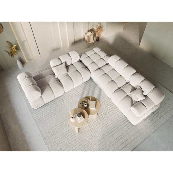 Parte divano componibile beige (solo con parte centrale) con rivestimento in velluto Bellis – Micadoni -image-1