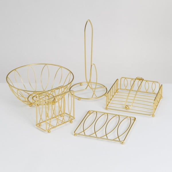 Portarotolo da cucina verticale dorato in metallo ø 16 cm – Casa Selección-image-1