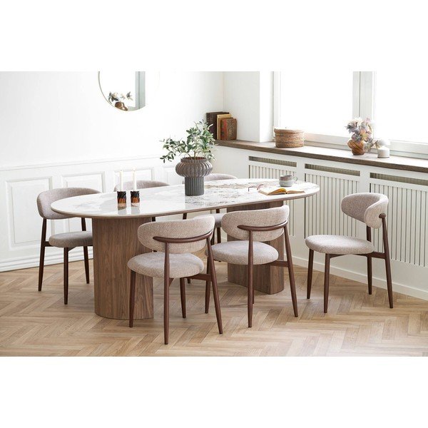 Tavolo da pranzo con piano effetto marmo 100x210 cm Athens – House Nordic-image-1