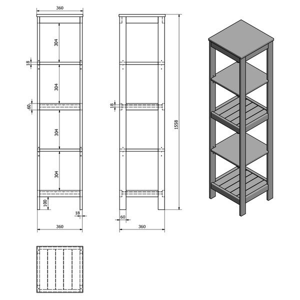 Scaffale per il bagno bianco 36x156 cm Etide – Sapho-image-3