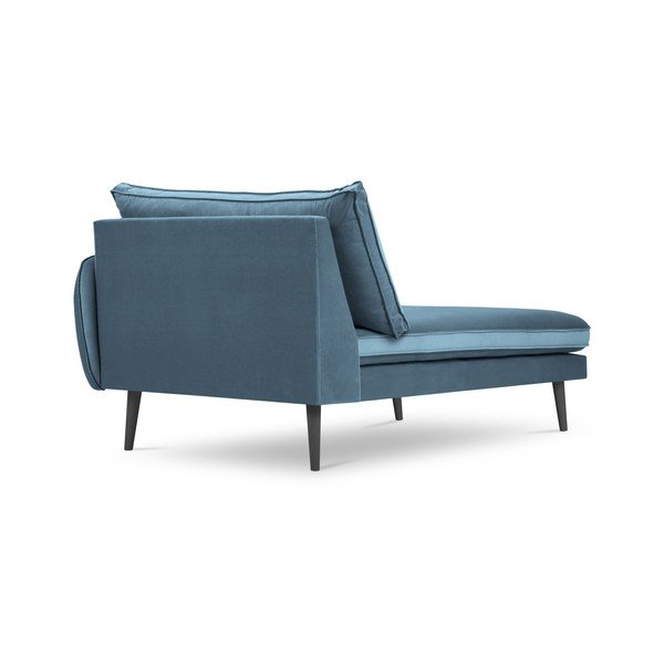 Poltrona lounge in velluto azzurro con gambe nere, angolo destro Lento - Kooko Home-image-2